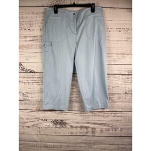 IZOD Golf Classix Pants Women's 12 Blue Stretch Swing Flex Capri Cropped Pocket